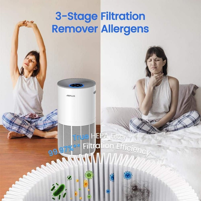 Edendirect True HEPA H13 Air Purifier 270 CFM White w Air Quality Indicator - Image 2