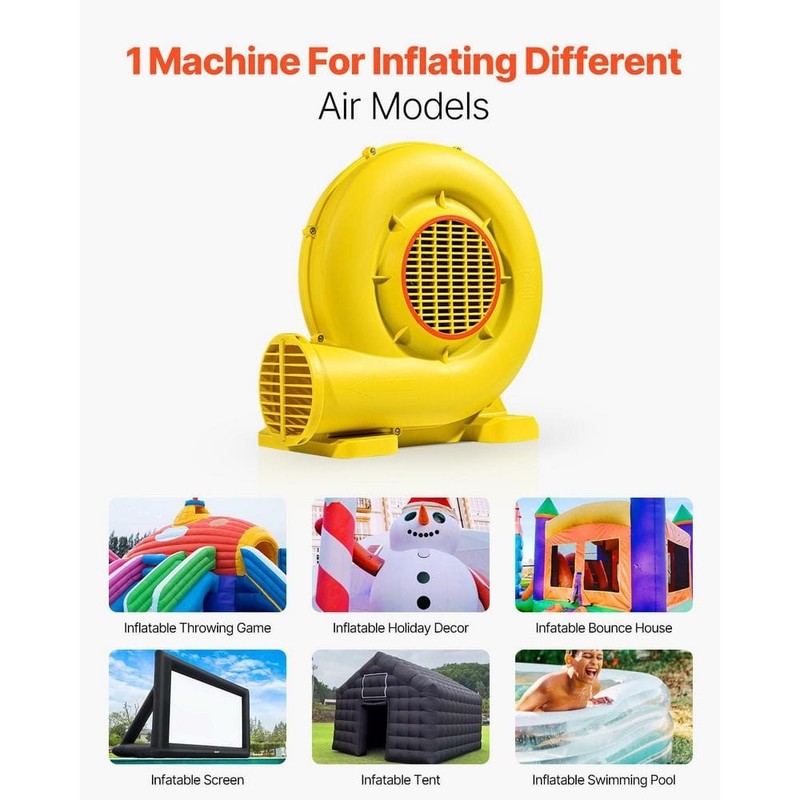 SVOPES Inflatable Blower, 12.1 in. 2 Speeds Blower Fan in. Yellow with 0.5 - Image 2