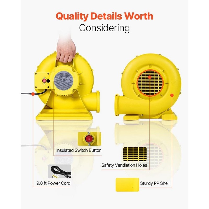 SVOPES Inflatable Blower, 12.1 in. 2 Speeds Blower Fan in. Yellow with 0.5 - Image 6