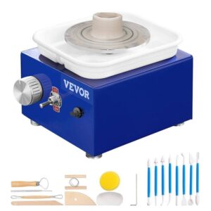 VEVOR Mini Pottery Wheel 2 Turntables Clay Forming Machine 30W 0-300 RPM Tools