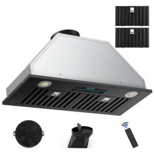 Velivi 30 in 900 CFM Convertible Ductless Insert Range Hood SS Black Touch