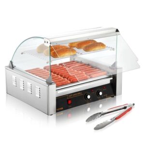 VEVOR Hot Dog Roller 11 Rollers Stainless Steel Sausage Grill 30 Hot Dogs