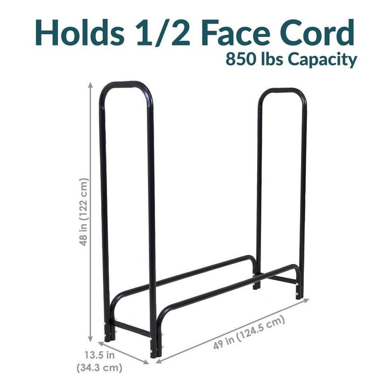 Sunnydaze 4 ft. Black Steel Firewood Log Rack with Cover - Image 7