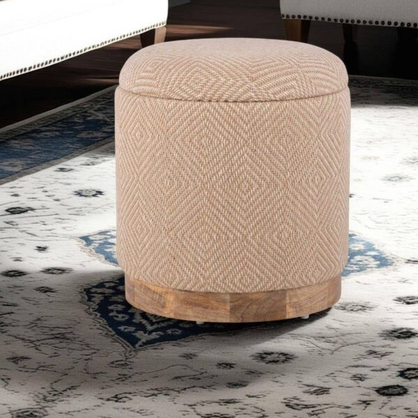 Carolina Chair & Table Handwoven Hesperus Tan Diamond Jute 16 in. Round Storage