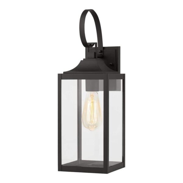 Home Decorators Havenridge 19in 1-Light Matte Black Outdoor Wall Lantern Sconce