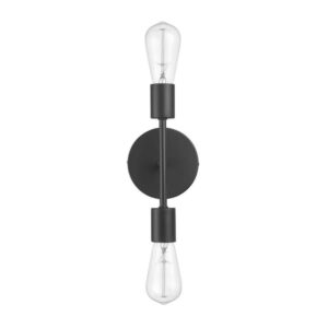 Hampton Bay 10 in. 2-Light Matte Black Plug-In/Hardwire Wall Sconce for Bathroom