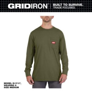Milwaukee Men's 3X-Large Green GRIDIRON Cotton/Polyester Long-Sleeve T-Shirt