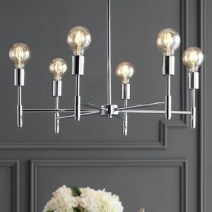 JONATHAN Y Turing 28.5" Adjustable Height Metal LED Chandelier, Chrome