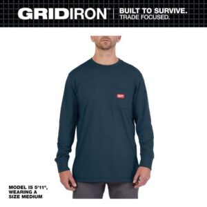 Milwaukee Men's 3X-Large Blue GRIDIRON Cotton/Polyester Long-Sleeve T-Shirt