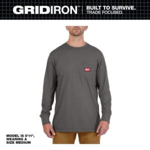 Milwaukee Men's 3X-Large Gray GRIDIRON Cotton/Polyester Long-Sleeve T-Shirt