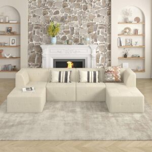 Qualler 32.1 in. Armless Corduroy Modern Minimalist Style Compressed Single Sofa