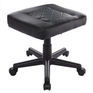 VECELO Under Desk Footrest with Wheels, PU Leather Ergonomic Foot Rest
