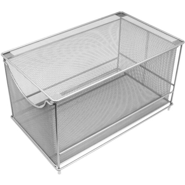 Sorbus Storage Organizer Silver Metal Mesh Pull-Out Organizer