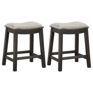 Coaster Elliston 24.25 in Dark Grey Beige Counter Height Saddle Bar Stools 2pc