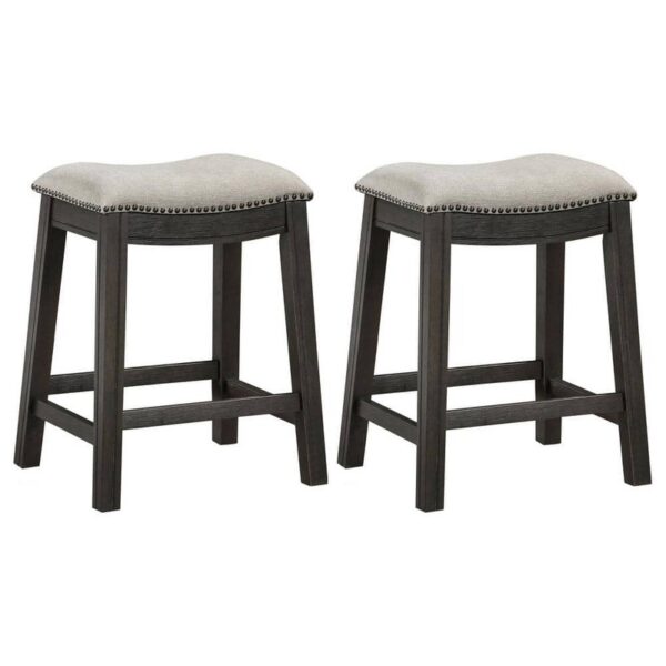 Coaster Elliston 24.25 in Dark Grey Beige Counter Height Saddle Bar Stools 2pc