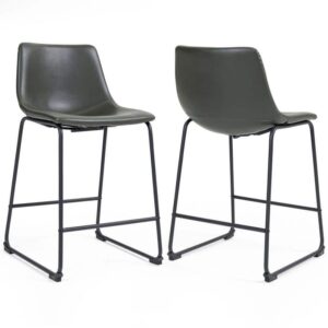 Glamour Home Adan 23.5 in Vintage Grey Faux Leather Counter Stools Set of 2