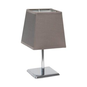 Simple Designs 9.7 in. Chrome Mini Table Lamp w/Gray Squared Empire Fabric Shade