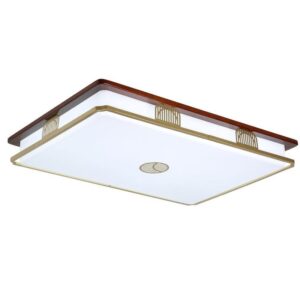 38 in White Chinese Style Rectangular LED Flush Mount Ceiling Light w/ Remote