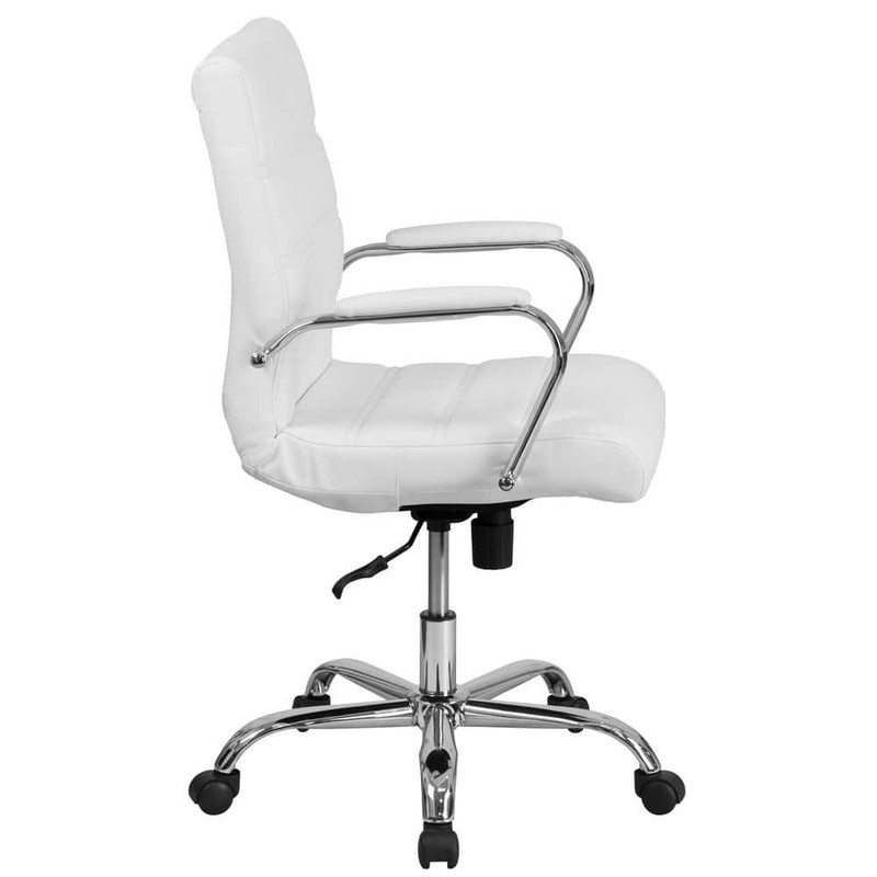Flash Furniture Whitney White Faux Leather Mid-Back Gold Executive Office Chair - Image 2