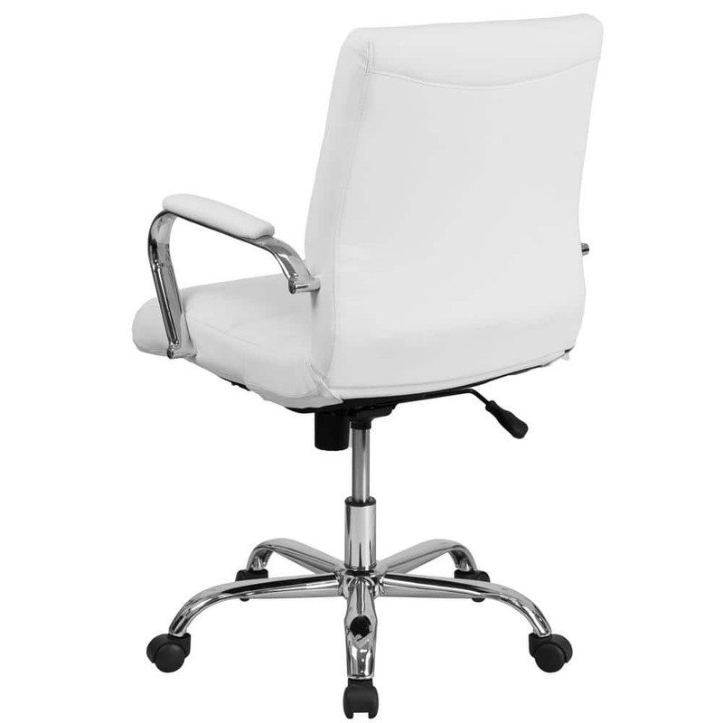 Flash Furniture Whitney White Faux Leather Mid-Back Gold Executive Office Chair - Image 4