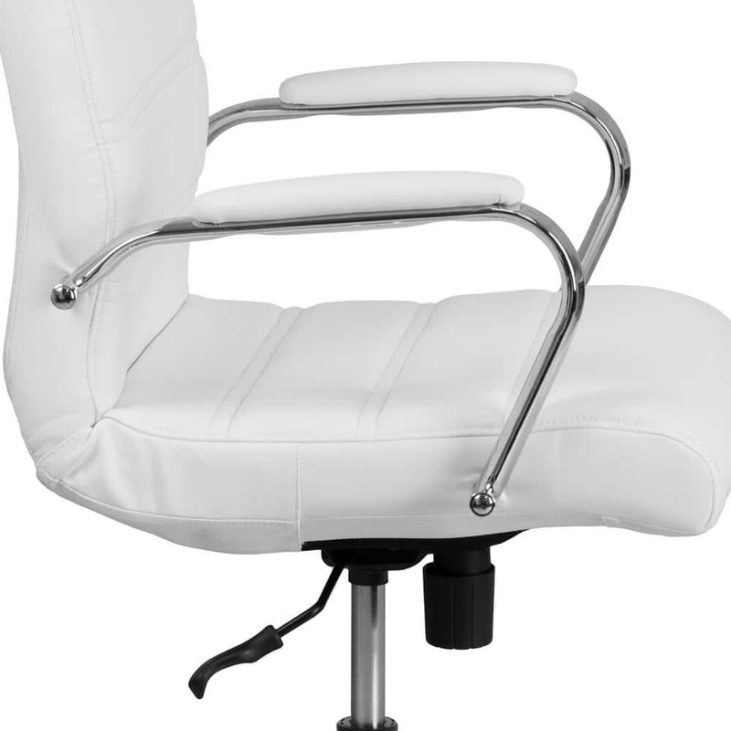 Flash Furniture Whitney White Faux Leather Mid-Back Gold Executive Office Chair - Image 6
