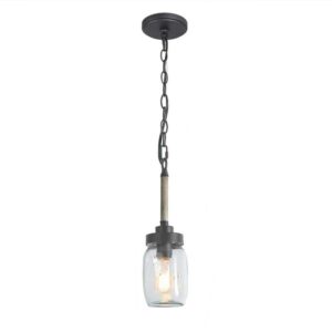 LNC 1-Light Dark Gray Industrial Pendant Light w/ Mason Jar Shade Farmhouse