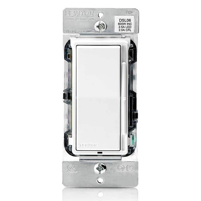 Leviton Decora 600-Watt Single-Pole/3-Way Universal Rocker Slide Dimmer, White - Image 3