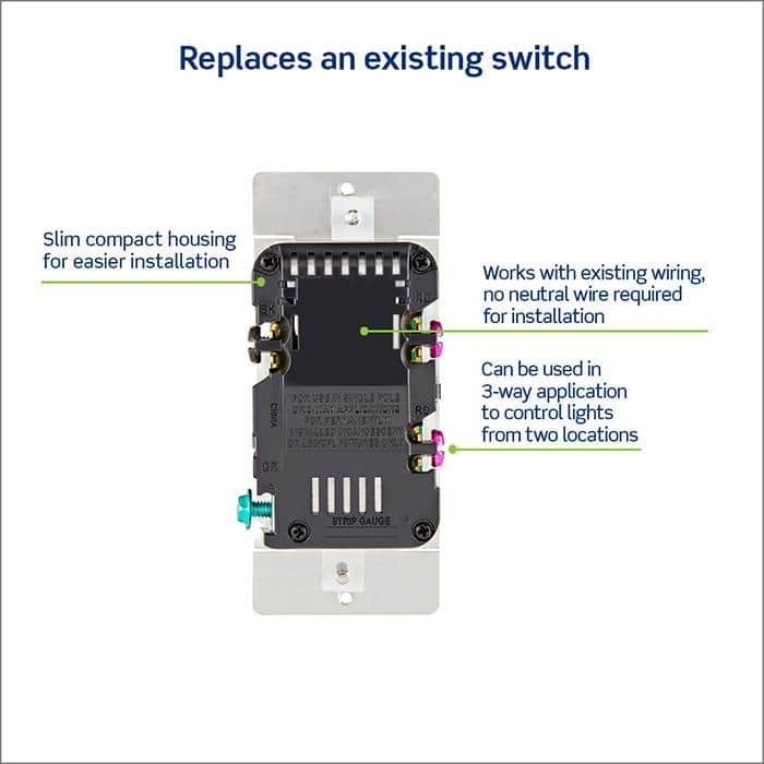 Leviton Decora 600-Watt Single-Pole/3-Way Universal Rocker Slide Dimmer, White - Image 5