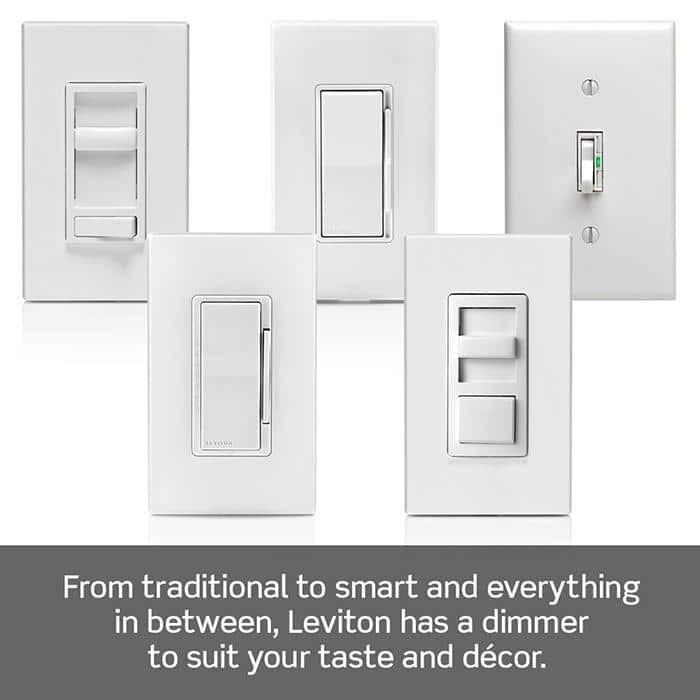 Leviton Decora 600-Watt Single-Pole/3-Way Universal Rocker Slide Dimmer, White - Image 14