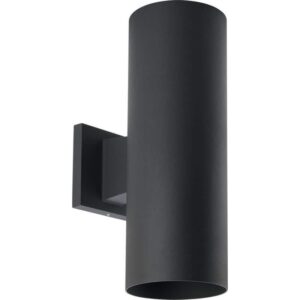 Progress Lighting Coastal 5" Black Outdoor Wall Cylinder Light Cast Aluminum