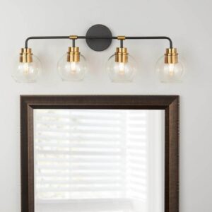Hampton Bay Vista Heights 27.1 in. 4 Light Aged Bronze and Brass Vanity Light