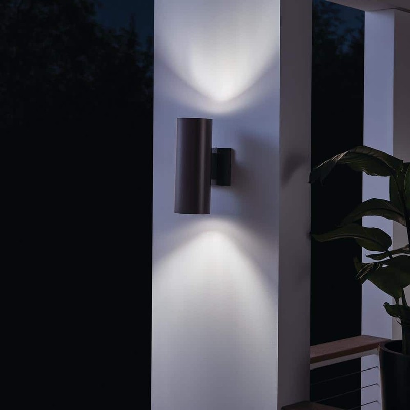 KICHLER Independence 12 in. 2-Light Bronze Outdoor Wall Cylinder Sconce 1-Pack - Image 7