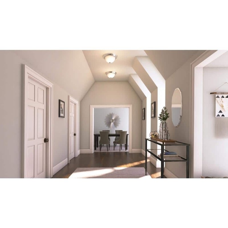 Commercial Electric 13" 2-Light Brushed Nickel Flush Mount Frosted Glass 2-Pack - Image 2