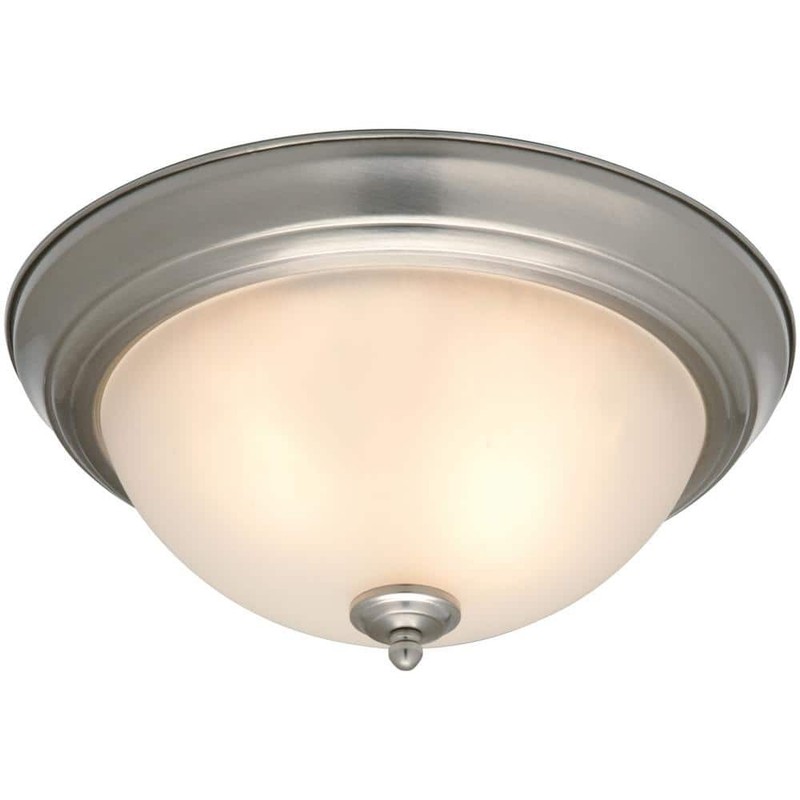 Commercial Electric 13" 2-Light Brushed Nickel Flush Mount Frosted Glass 2-Pack - Image 5