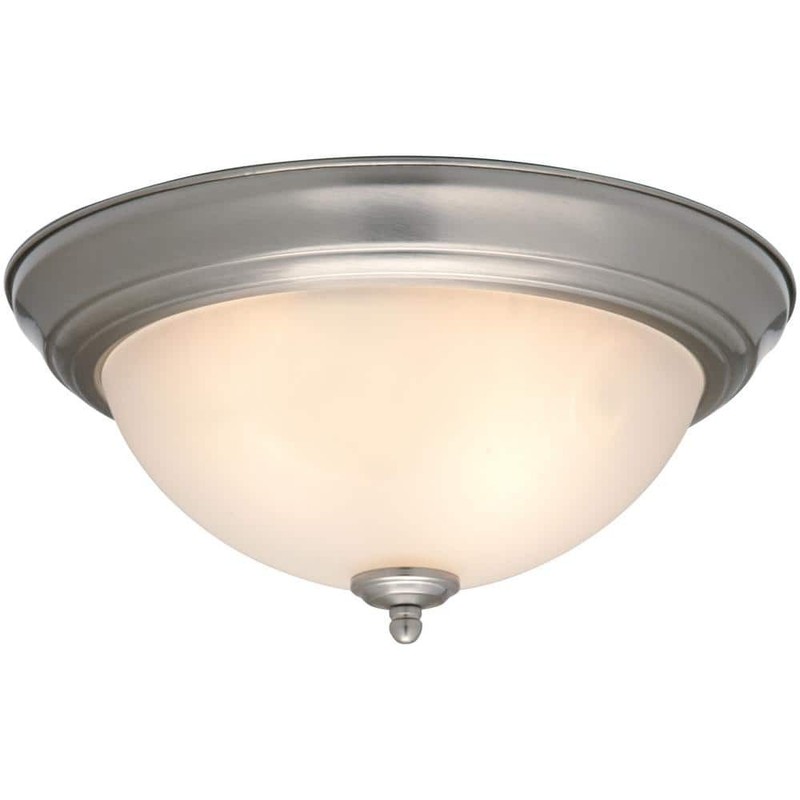 Commercial Electric 13" 2-Light Brushed Nickel Flush Mount Frosted Glass 2-Pack - Image 6