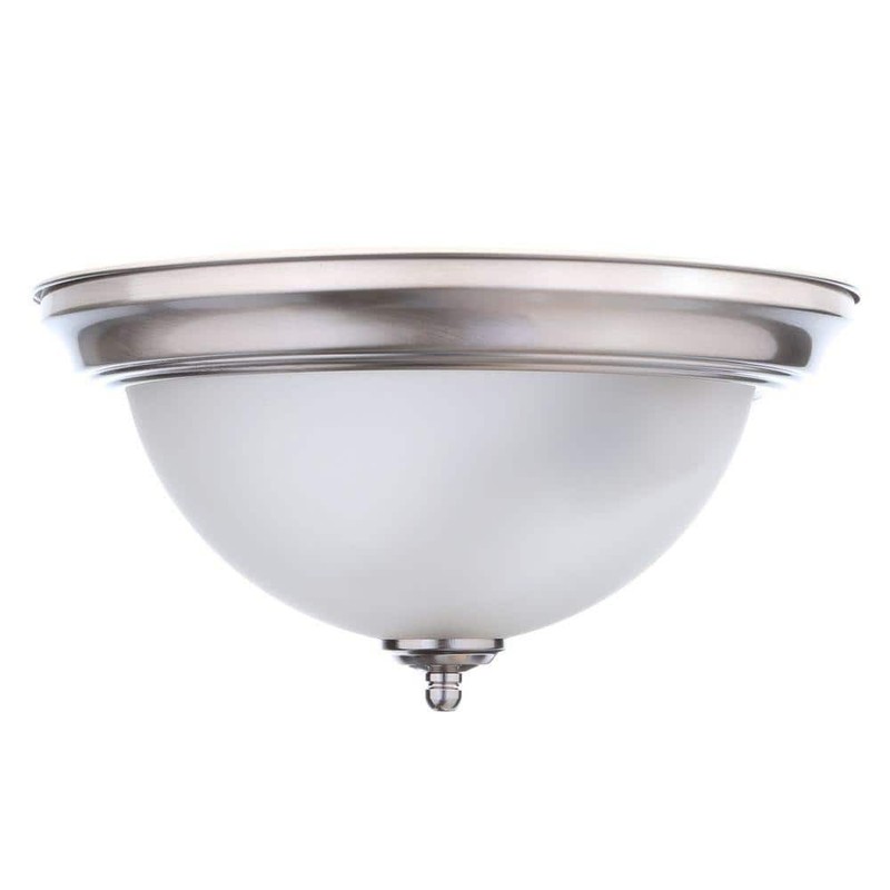 Commercial Electric 13" 2-Light Brushed Nickel Flush Mount Frosted Glass 2-Pack - Image 7