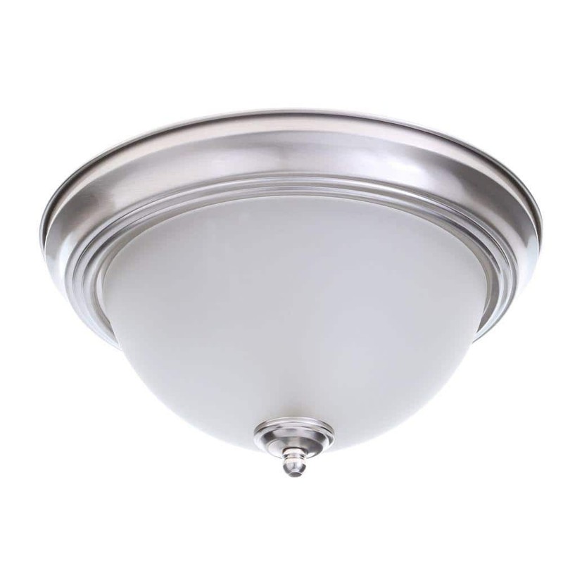 Commercial Electric 13" 2-Light Brushed Nickel Flush Mount Frosted Glass 2-Pack - Image 10