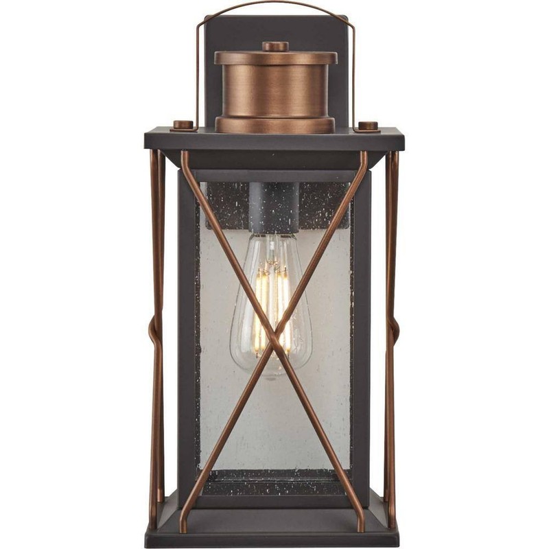 Progress Lighting Barlowe 1-Light Antique Bronze Clear Seeded Glass Wall Lantern - Image 6