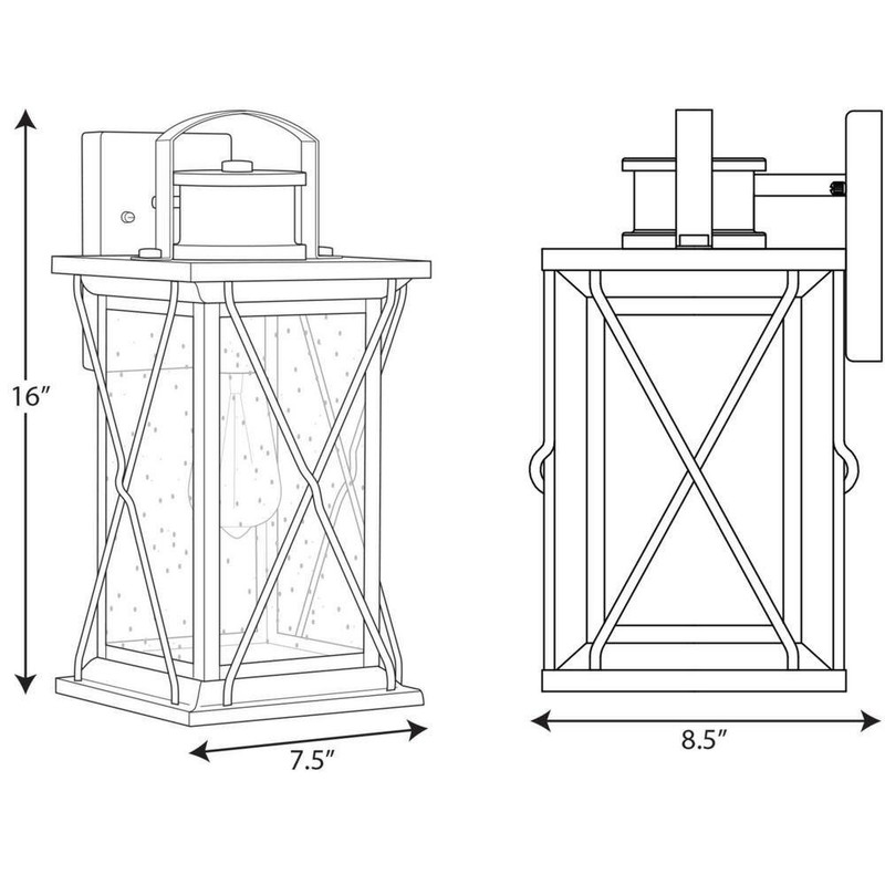 Progress Lighting Barlowe 1-Light Antique Bronze Clear Seeded Glass Wall Lantern - Image 9