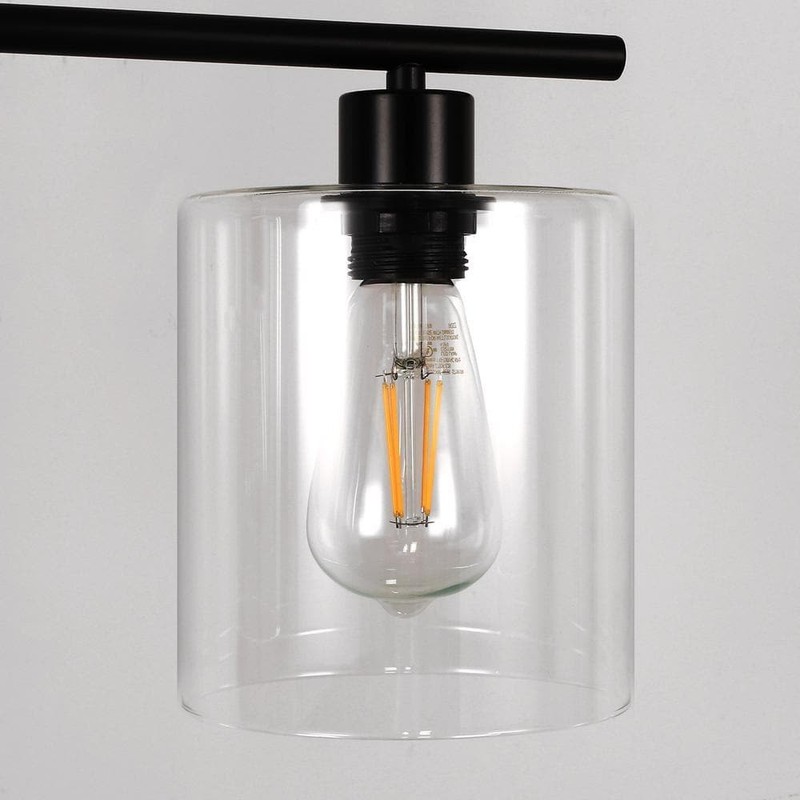 YANSUN 3-Light Matte Black Island Pendant with Clear Glass Shades - Image 7