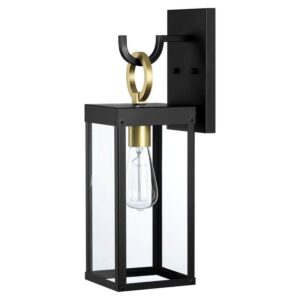 Dawn 19 in. 1-Light Matte Black Hardwired Outdoor Wall Lantern Sconce