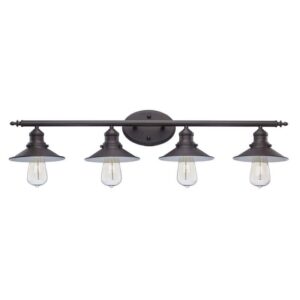 Hampton Bay Glenhurst 34" 4-Light Bronze Bathroom Vanity Light w/ Metal Shades