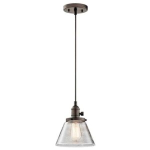 KICHLER Avery 8 in. 1-Light Olde Bronze Kitchen Cone Mini Pendant Hanging