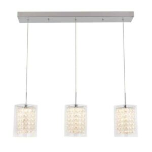 Artika Crystal Cube 13-Watt 3 Light Chrome Modern LED Pendant Light Fixture