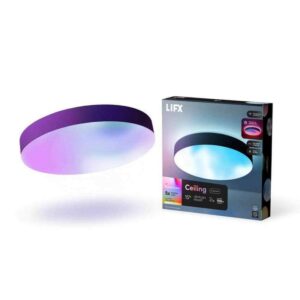 LIFX 15 in. Matte Black Indoor Selectable LED Flush Mount Multi-Color Smart WiFi
