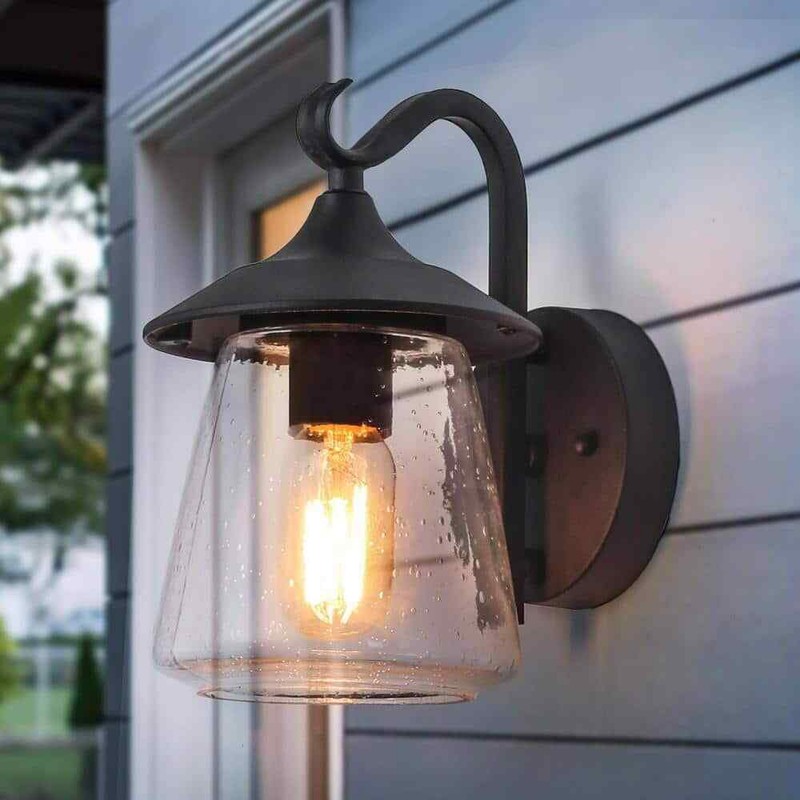 LNC Modern Frosted Black Porch Outdoor Wall Sconce 1-Light Classic Exterior