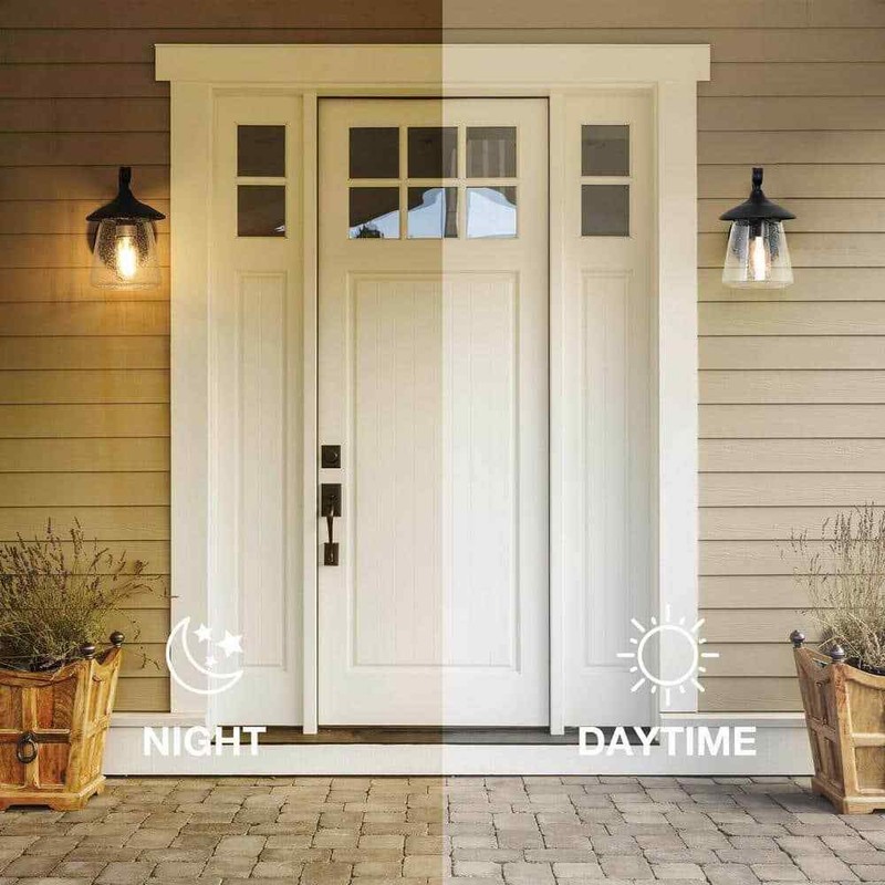 LNC Modern Frosted Black Porch Outdoor Wall Sconce 1-Light Classic Exterior - Image 2