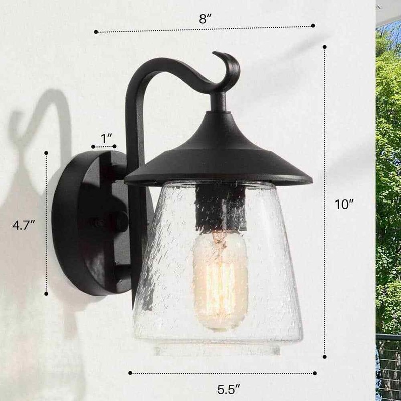 LNC Modern Frosted Black Porch Outdoor Wall Sconce 1-Light Classic Exterior - Image 4