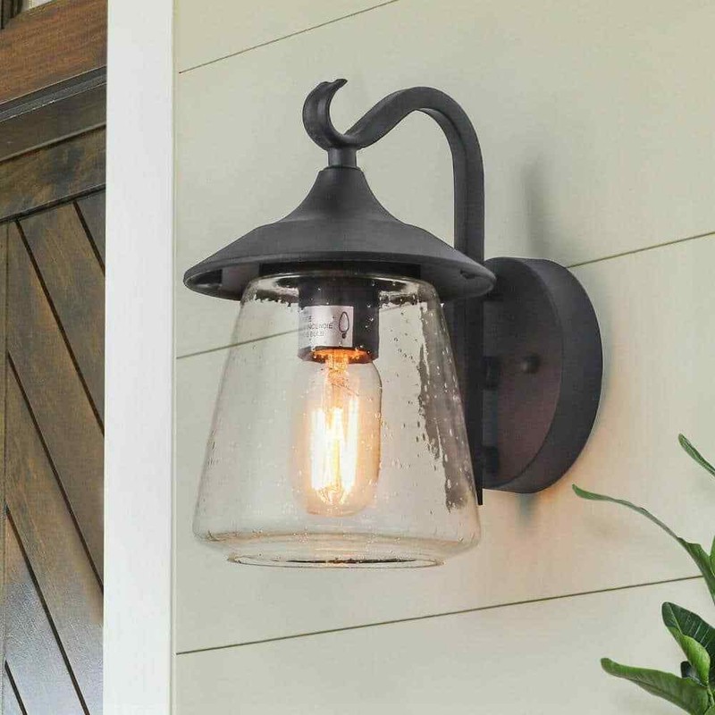 LNC Modern Frosted Black Porch Outdoor Wall Sconce 1-Light Classic Exterior - Image 5