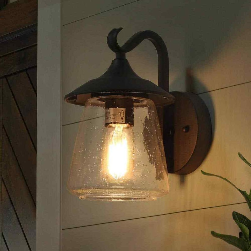 LNC Modern Frosted Black Porch Outdoor Wall Sconce 1-Light Classic Exterior - Image 6